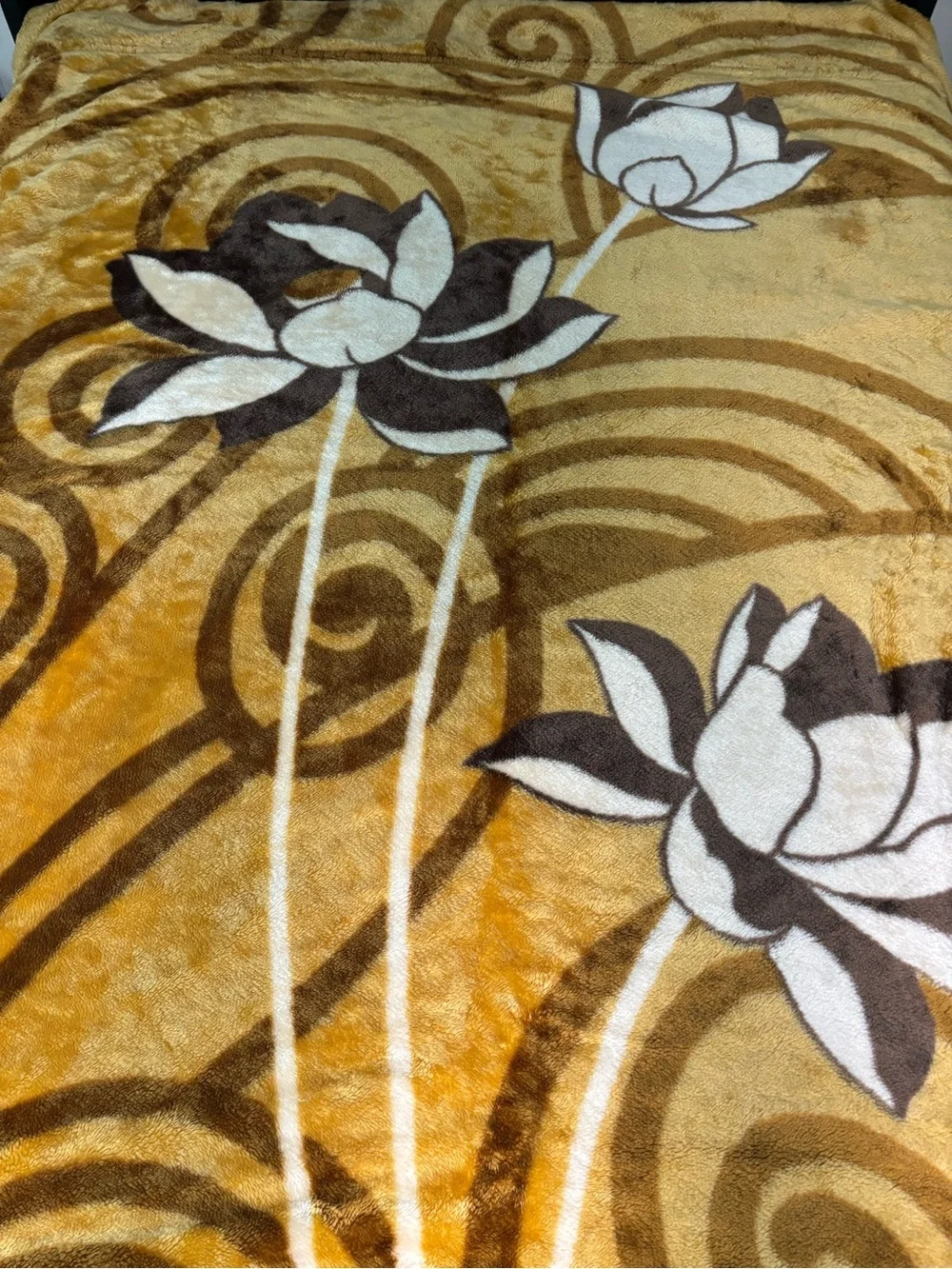 Vintage Floral Hawaiian Korean Mink Acrylic Plush Blanket Reversible 68x86” Full
